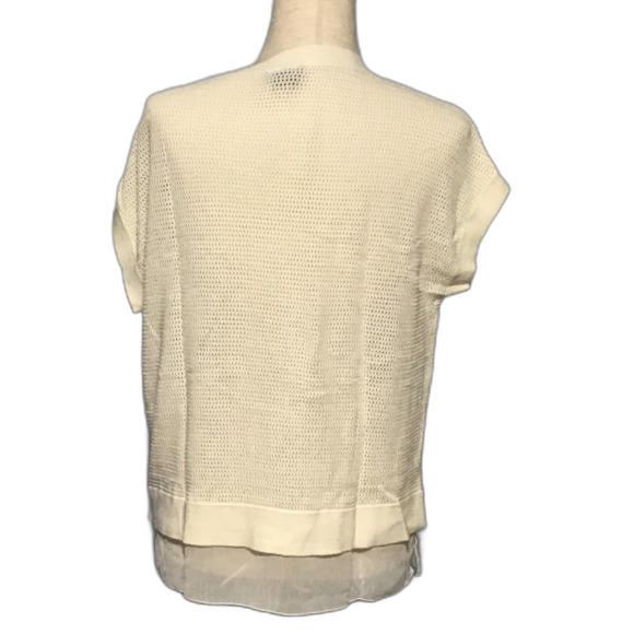 Ann Taylor Factory Cream Layered Knit Top Petite - Picture 3 of 8